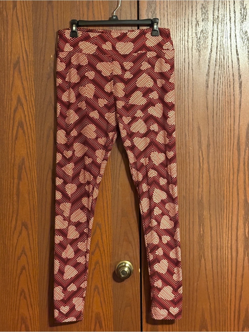 Red Heart-Print Stretch Leggings